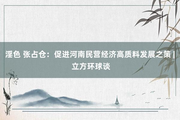 淫色 张占仓：促进河南民营经济高质料发展之策 | 立方环球谈