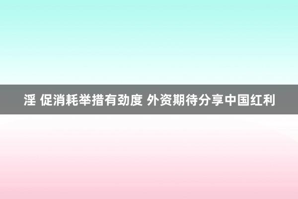 淫 促消耗举措有劲度 外资期待分享中国红利