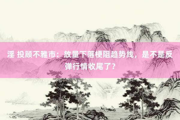 淫 投顾不雅市：放量下落梗阻趋势线，是不是反弹行情收尾了？